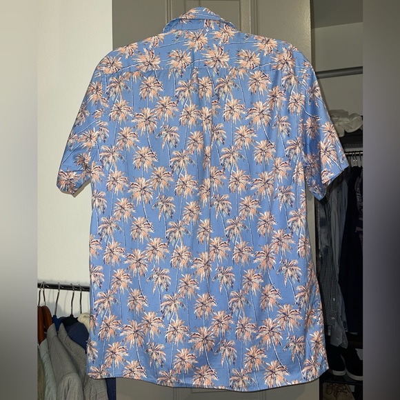 Blue Hawaiian Palm Tree Button Down Shirt | Men’s Size Medium - Picture 3 of 10